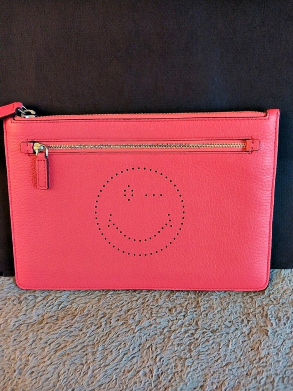 Anya Hindmarch Pink Leather Wristlet Clutch